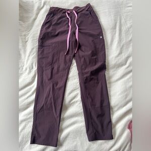 Brown Scrub Pants with Pink Drawstring